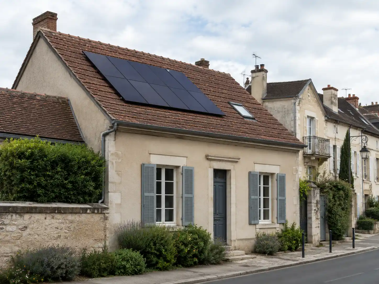 Maison avec toiture visible pour déclaration préalable panneaux solaires